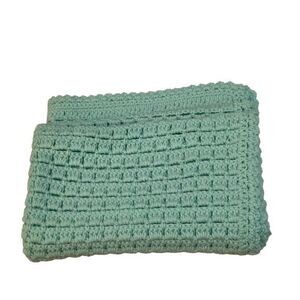 Handmade Mint Green Crochet Blanket Throw Soft‎ Cozy Home Decor